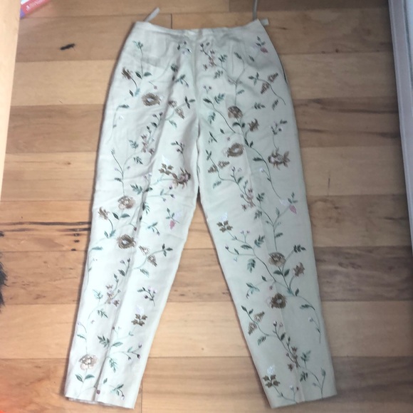 Vintage Talbots embroidered silk and linen pants size 6 petite. - Picture 1 of 6